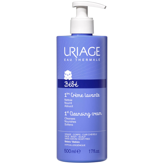 Uriage Soap Free Cleansing Cream -saippuaton puhdistusvoide kasvoille, vartalolle ja hiuspohjalle, 500ml