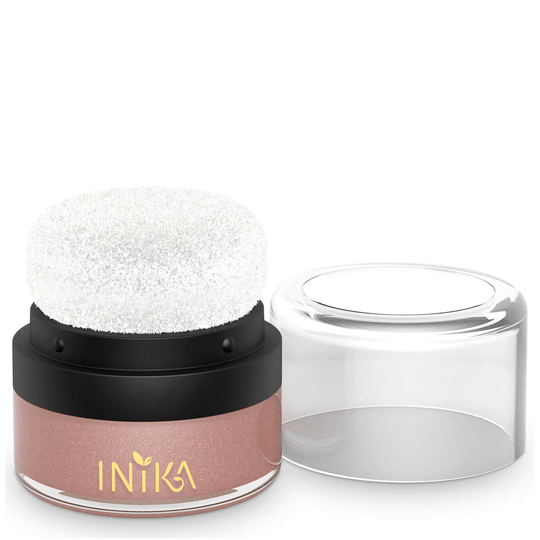 INIKA Mineral Blush Puff Pot -mineraaliposkipuna vippa-applikaattorilla, Pink Petal
