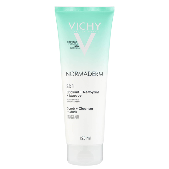 Vichy Normaderm 3-in-1 - puhdistusaine + kuorinta + kasvonaamio 125ml