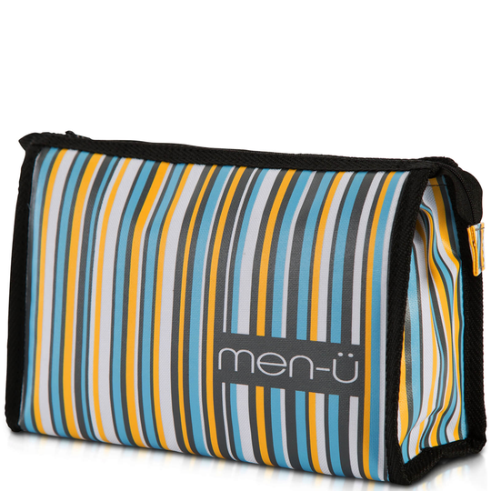 men-ü Stripes Toiletry Bag -hygieniatarvikepussi, Grey/Blue/Yellow